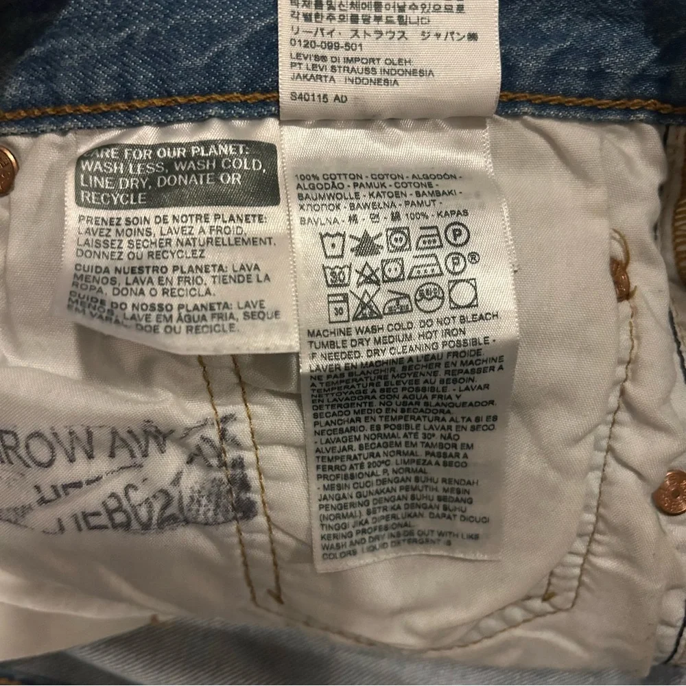 Levi's 501 Jeans Slim Taper Denim Distressed Blue Men's 30 W 28 L 100% Cotton